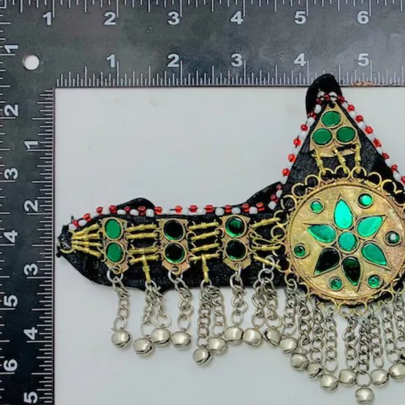 Green Kuchi Afghan Matha Patti, Ethnic Hair Jewelry, Afghan Hair Accessories,